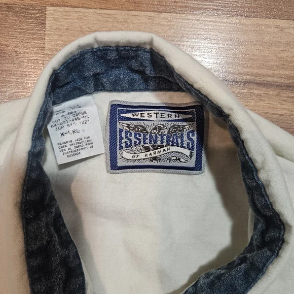 Western Essentials by Karman Shirt XL Vintage Aztec Chambray Denim Button-Up - Picture 4 of 9